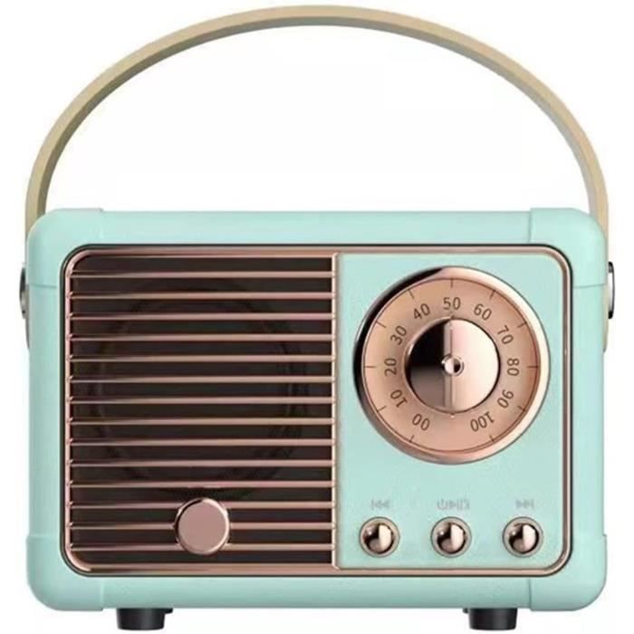 Enceinte Bluetooth Rétro En Bois - Portable, Batterie 1800 MAh, Bluetooth 5.0, Entrée AUX/USB, Pour Café, Maison, Extérieur