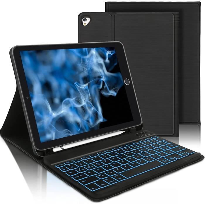 Étui Clavier Pour Ipad 9.7 Azerty Français Bluetooth Sans Fil Clavier Rétro-Éclairé À 7 Couleurs Pour Ipad 6Ème-5Ème Géner[H317]