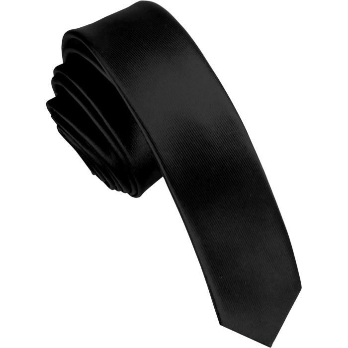 Cravate Étroite Enfant Satin Noir - 120cm X 6cm - 100% Polyester