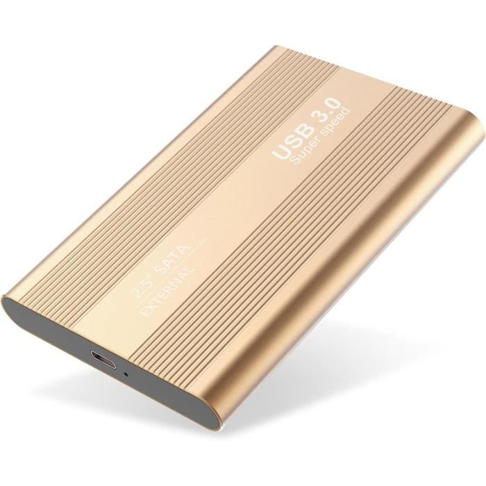Disque Dur Externe Portable 2 To - Boîtier Aluminium Ultra Fin - USB 3.0 - Plug & Play Pour PC, Mac, TV