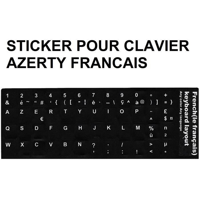 Lot 4 Autocollants Clavier AZERTY lettres sticker Touche Français Noir PC Ordinateur