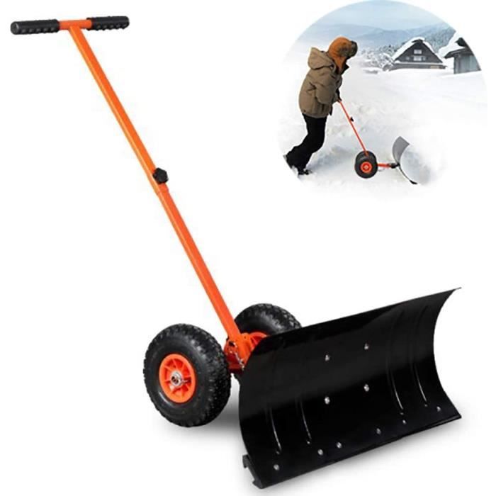 AUFUN Pelle à Neige Avec Roues Et 5 Angles Réglables En Hauteur, Chasse