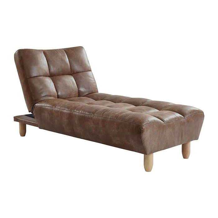 Méridienne clic clac en microfibre vieillie ESTEBAN - Marron vintage
