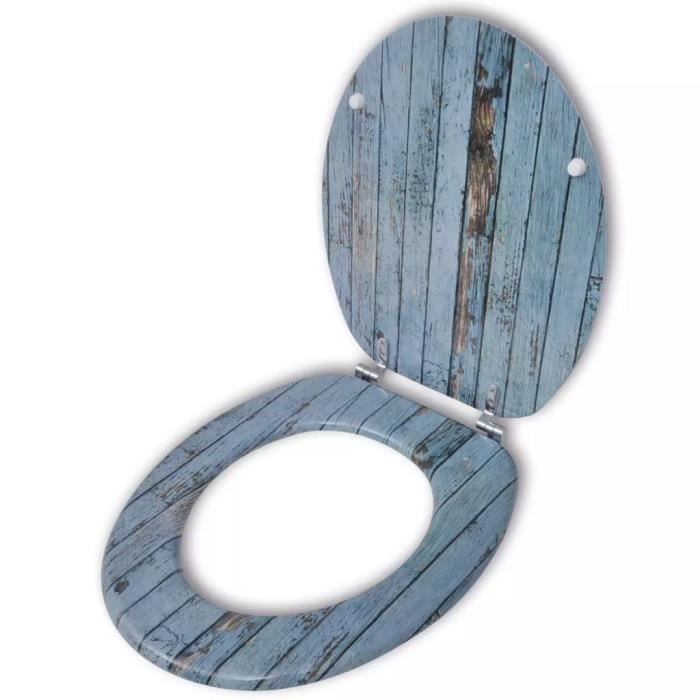 Abatant de WC avec couvercle design bois ancien LAT Cdiscount Bricolage