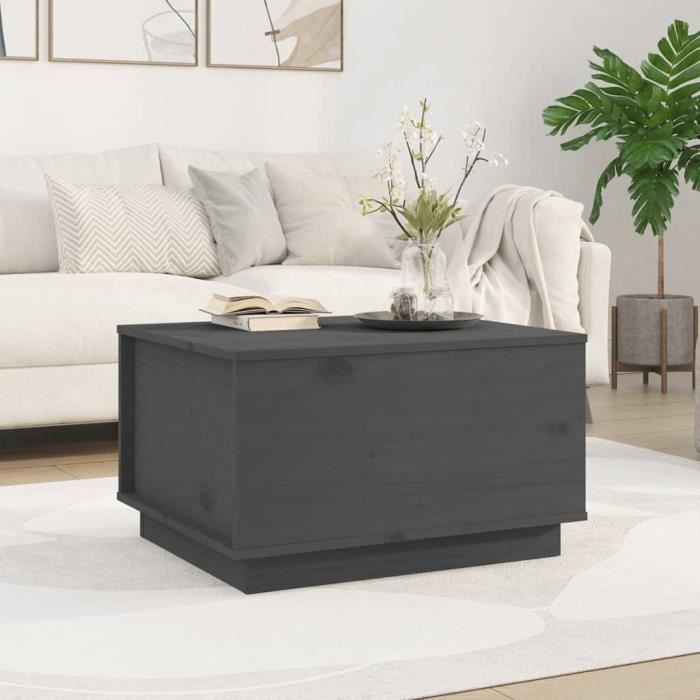 813417 vidaXL Table basse Gris 60x50x35 cm Bois massif de pin