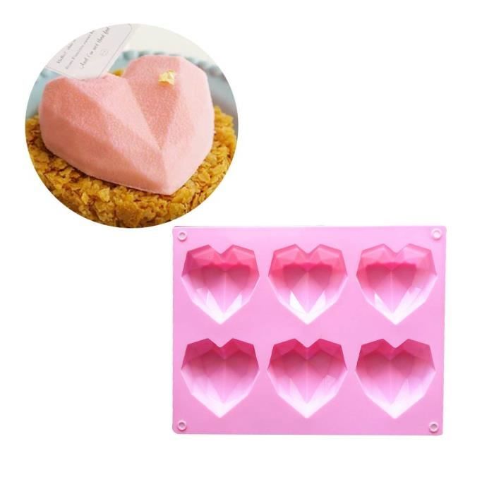 Moule 6 Cavite 3d Amour Coeur Diamant En Forme De Silicone Rectangulaire Diy Moule Mousse Gateau Au Chocolat Savon Pudding Moule A Cdiscount Maison