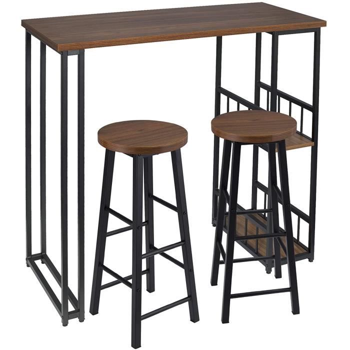 2 X tabourets de Bar en MDF et m/étal,Ensemble de Meuble Industriel de Salle /à Manger 120x40x100cm Or+Blanc BT17gdws+BH130gdws-2 WOLTU 1 X Table de Bar