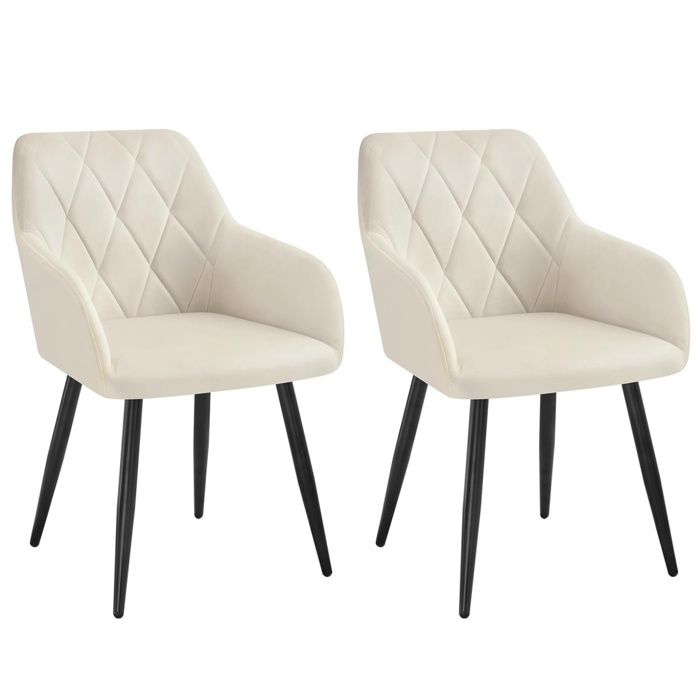 WOLTU Lot De 2 Chaises De Salle à Manger - Chaise De Cuisine Confortable Similicuir Épais, Pieds Métal Noir, Brun Clair BH207hbr-2