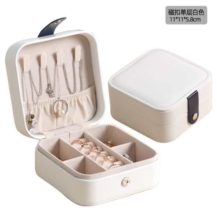 Boîte à Bijoux En Cuir 2 Niveaux - Organiseur Voyage Rose Pour Montres, Bagues, Boucles D'Oreilles Et Colliers
