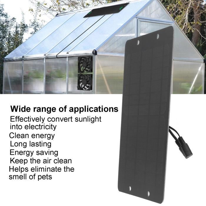 Ventilateur d'extraction solaire Kit de ventilateur de panneau solaire double extracteur d'air équipement de ventilation,10W 8