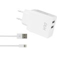 DLH Chargeur secteur Apple avec câble Lightning - 2 ports USB - Blanc-1