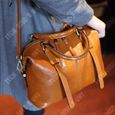 TD® Sac pour femme en cuir ciré à l'huile portable rétro sac Boston sac à bandoulière en cuir pour femme à la mode-1