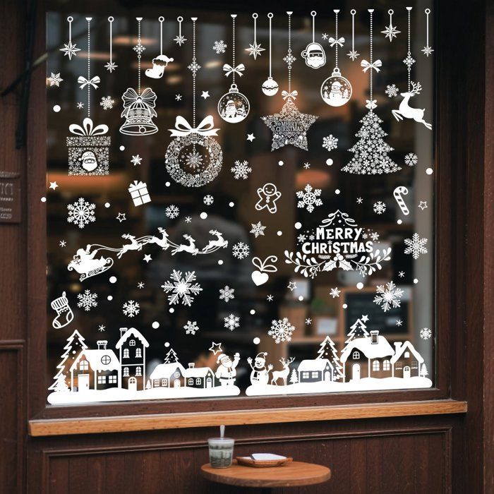 YULOONG Autocollants Noël Statiques Pour Fenêtres – Père Noël, Sapin, Bonhomme De Neige, Flocons Et Cerfs – Décorations Amovibles Réutilisables