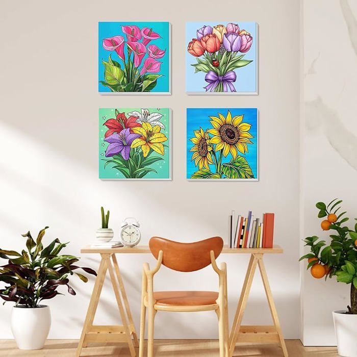 Mafenr – Peinture Par Numéro Fleurs – Toile HD 40x50 Cm – Kit Complet – Adulte – Débutant