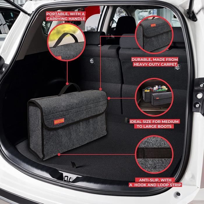 Boîte De Rangement Pour Coffre De Voiture - Extra Large 70L - Magnétique - Simili Cuir Noir