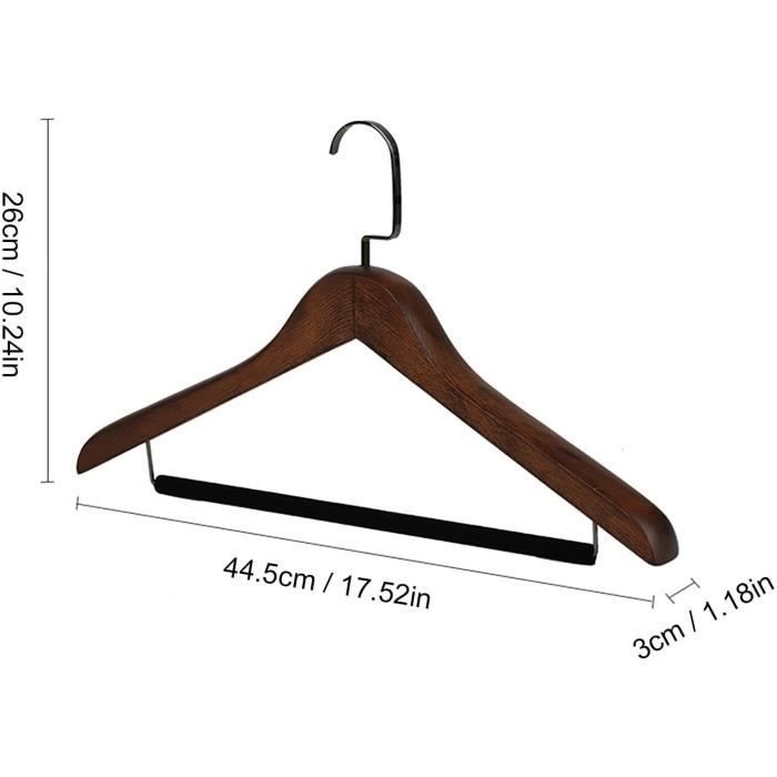 Cintre costume, lot de 5, épaule large, cintres chemises, crochet rotatif  360°, traverse-pantalon, en bois, brun