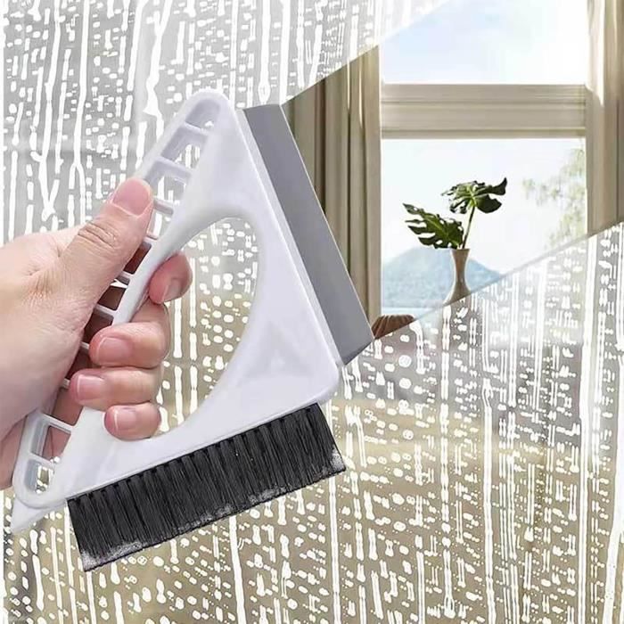 Kit Nettoyage Baie Vitrée 4 Pièces Brosse Nettoyage Rainure Fenêtre 2-en-1 - Outil Magique Pour Rails, Fentes, Coins & Portes Coulissantes - Vert/Gris/Bleu/Noir