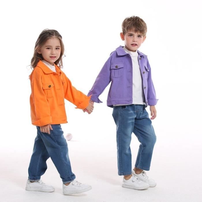 Blouson Enfant Printemps et Automne Casual Veste Mi Saison Couleur Unie Pour Garcon Fille