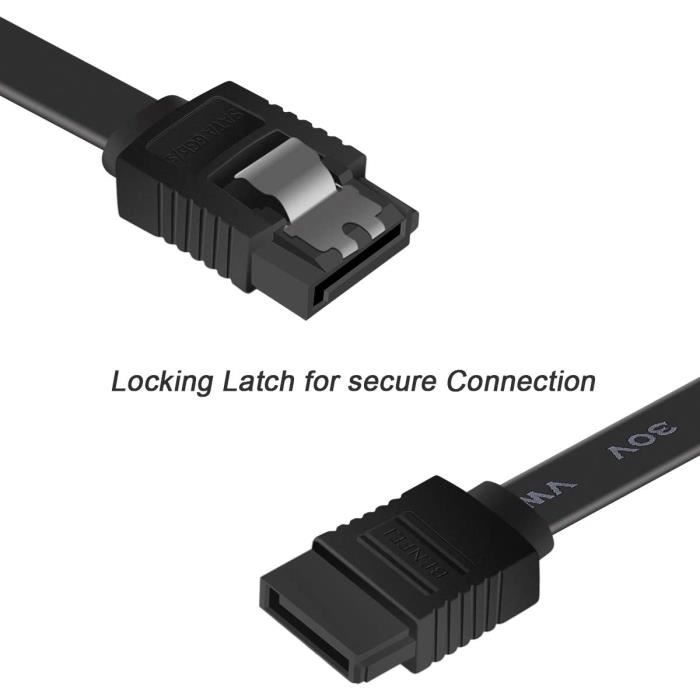 6x Câble SATA 3 HDD SSD, câble de données haut de gamme avec fiche clip  droit, jusqu'à 6 Go/s, longueur 0,5 m, rouge - Cdiscount Informatique