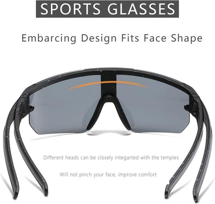 Lunettes De Soleil Sport Homme Lunettes De Vélo Polarisées 2 Paires - Protection UV400, Anti-buée, Pour Cyclisme, Course, Sport Outdoor Lunette Velo