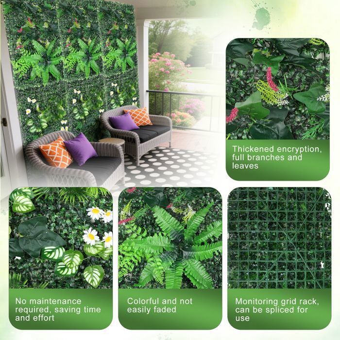 Lot De 2 Panneaux Muraux Pour Plantes Artificielles,mur