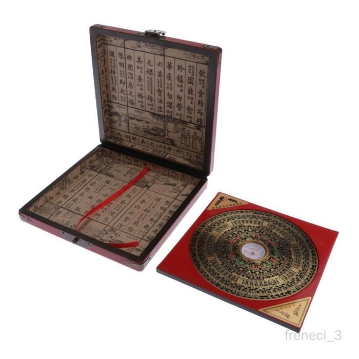 Pan Vintage Feng Shui Luo (boussole Chinoise) Avec étui En Bois - Oriental Asiatique, 8.66 X 8. ...