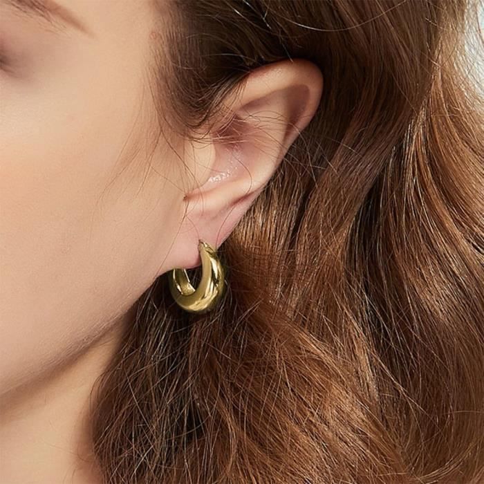 Boucles D’Oreilles Créoles Double Argent 925 Et Or 14K - Élégant Et Hypoallergénique