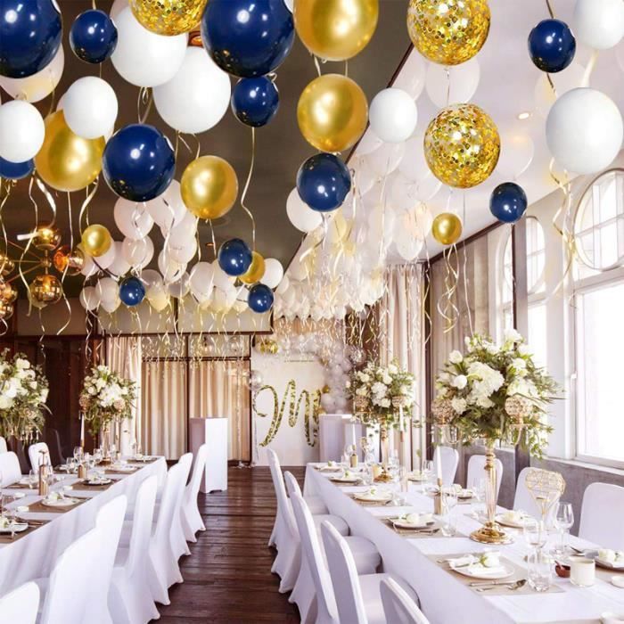 Decoration De Table - Centre De Table T4FUZ Kit de guirlande d'arc de  ballons bleu pastel 129 pièces, 1215 ballons gris argent bleu