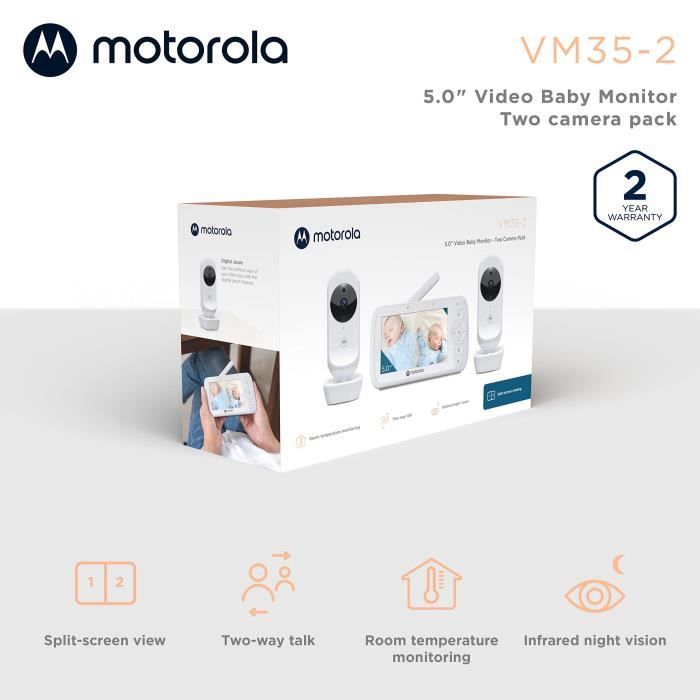 Motorola Babyphone vidéo numérique VM35-2 Twin écran couleurs 5,0 LCD