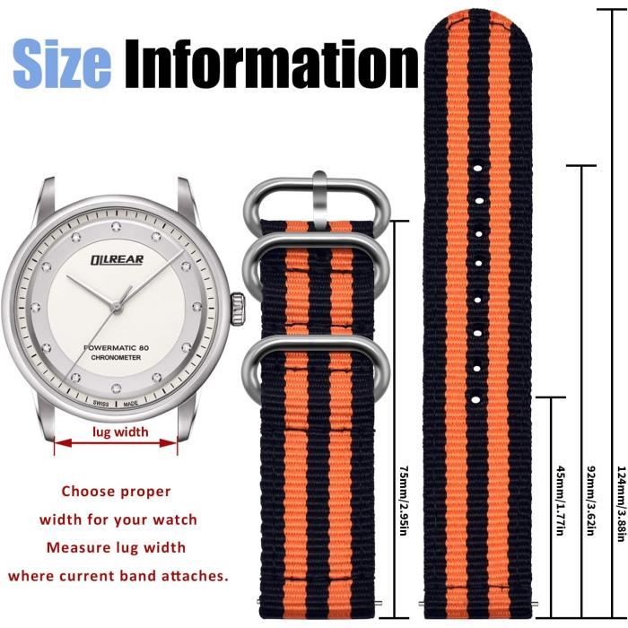 Bracelet De Montre Nylon Militaire - 5 Coloris, Boucle Ardillon, 18-24mm, Neuf