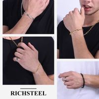Bracelet Homme Acier Inoxydable 316L Style Corde Torsadée - Largeur 6 Mm, Longueur 21 Cm, Couleur Argent, Boîte Cadeau