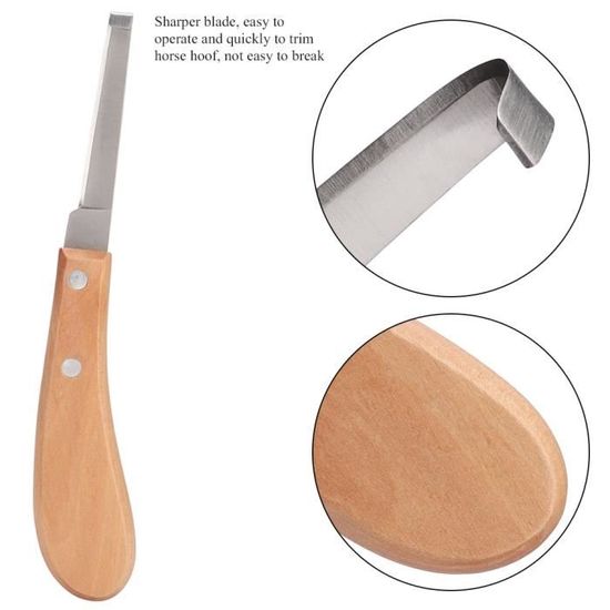 Couteau à Sabot Droit Pour Cheval/vache - Acier Carbone - Manche Bois - EIHI
