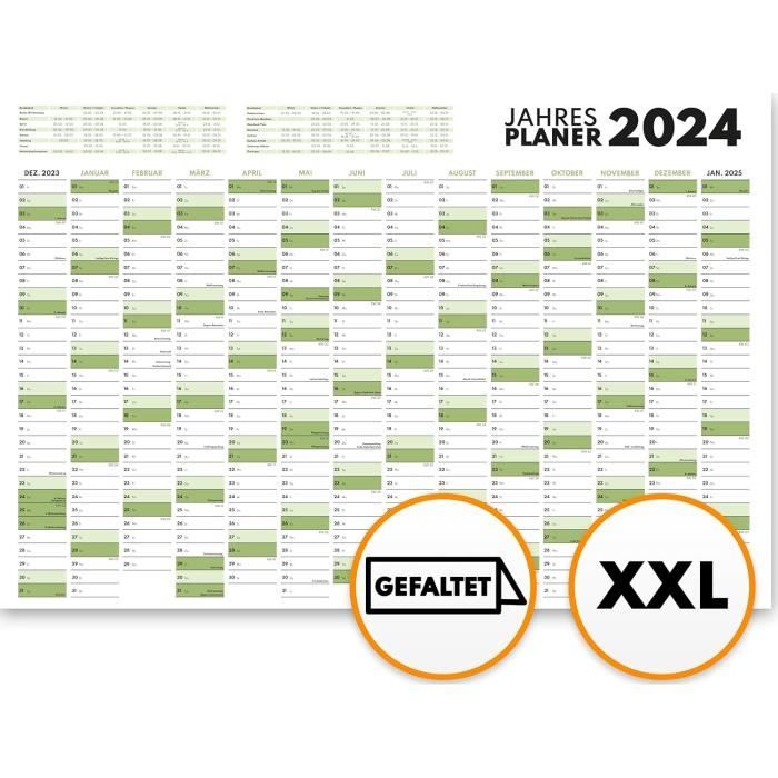 Calendrier Mural 2024 Xxl (90 X 60 Cm) – Planificateur Annuel 2024