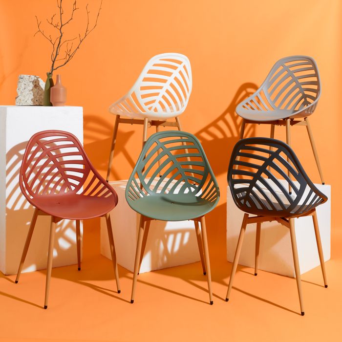 Lot De 4 Chaises De Jardin Alameda HOME DECO FACTORY - Design Moderne Terracotta - 86.5x52.3x49 Cm