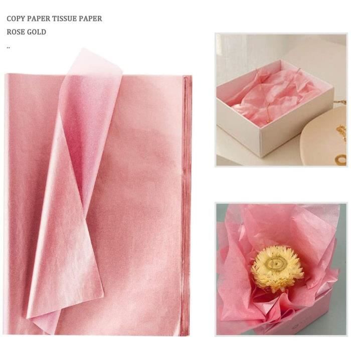 100 feuilles de papier de soie rose 35 x 50 cm Décoration papier de soie  métallique emballage cadeau pour anniversairemariage 467