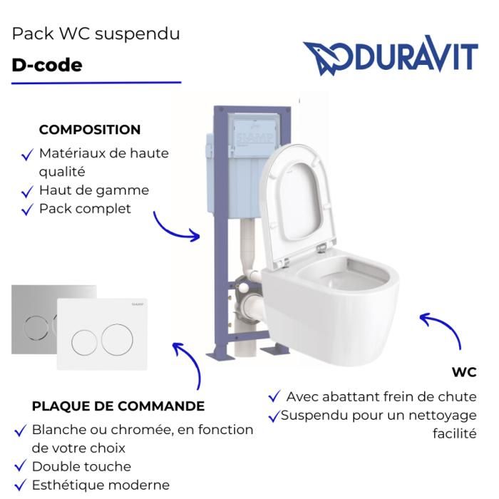 Siamp Amortisseur Lunette Wc Pack WC Suspendu DURAVIT D-code Avec