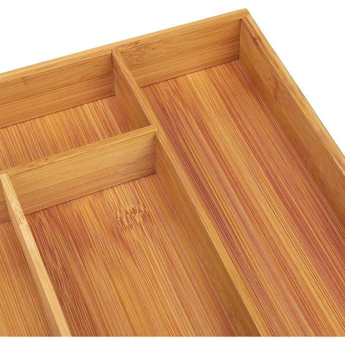 Range Couverts pour Tiroir, Rangement tiroir cuisinep en bambou avec 6 à 8  compartiments, Organiseur de plateaux à couverts utile pour les cuisines,  Boîte à Couverts Organisateur de Boîte à Tiroir 
