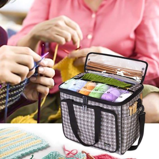 Teamoy Sac à Main de Laine, pour Stochage de Pelote de Laine et Aiguilles à Tricoter (11 Pouce au Max), Facile à Porter, Multipoche, Petit, Mouton Teamoy Sac à Main de Laine, pour Stochage de Pelote de Laine et Aiguilles à Tricoter (11 Pouce au Max), Facile à Porter, Multipoche, Petit, Mouton