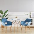 AKALNNY Lot de 2 Fauteuils - Velours bleu clair – Chaise scandinave – Pieds métal effet bois – Salle à manger, bureau, salon-0