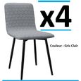 Lot de 4 chaises en tissu Gris Clair avec pieds metal vintage design bureau salon cuisine salle à manger ensemble honeycomb mesh -0