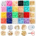 Lot de 3866 perles colorées pour la fabrication de bracelets,de colliers,de bijoux,de perles d'argile,de pendentifs plats et ronds-0