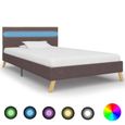 2203[Elégant]Cadre de lit avec LED Adulte enfant Contemporain,1-2 place,Structure de lit Durable & Confort Taupe Tissu 100 x 200 cm-0