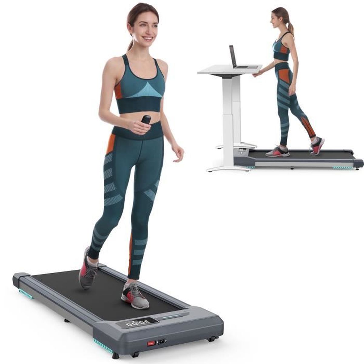 Dripex Tapis de Course et de Marche pour Maison, Bureau, Walking Pad de 1 à 6 km/h, Gris et Bleu
