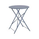 SWEEEK Table de jardin bistrot pliable - Emilia ronde bleu grisé- Table ronde Ø60cm en acier thermolaqué