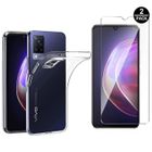 Coque de protection transparente et 2 Films de protection en Verre trempé pour Vivo V21 5G [Toproduits®]