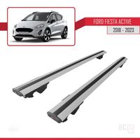 Compatible avec Ford Fiesta ACTİVE 2018-2023 Hook Barres de Toit Railing Porte-Bagages de Voiture avec verrouillable Alu Gris
