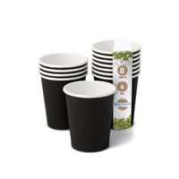 GOBELETS JETABLES - Gobelets écologique en papier, Gobelets à café, Gobelets à boire - noir, 200ml, 8oz, Ø 80mm, 50 gobelets
