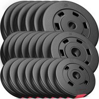 Hop-Sport Disques de Poids en Plastique 60 kg, alésage 31 mm, pour Barre d'haltères 30 mm, Musculation (6x5 kg, 8x2,5 kg, 8x1,25