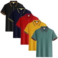 Lot de 5 Polo Homme T-Shirt Manches Courtes Couleur Unie Casual Top Ete Respirant Tissu Confortable - Noir/marine/rouge/jaune/vert