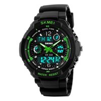Montre Homme de Marque Sport Numérique Analogique LED Horloge militaires étanche Vert Noir
